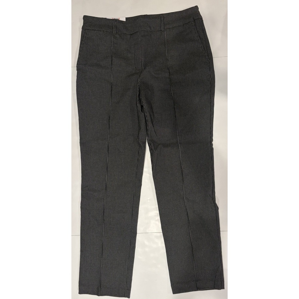 NWT Hilary Radley Ladies Tummy Control Pull-On Pants with Pockets Black/White Lg